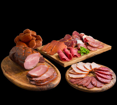 Fotografía de carnes frías línea gourmet: jamón holandés y lomo canadiense